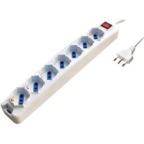 Multipresa 7 prese schuko bipasso 10/16A, cavo 1,5 mt, colore: bianco