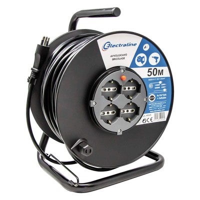 Avvolgicavo bricolage 4 schuko 10/16a, cavo h05vv-f (3x1,5mm) - 50 mt