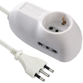 Multipresa 3 posti: 1 schuko + 2 prese bipasso 10/16A. cavo 1 metro