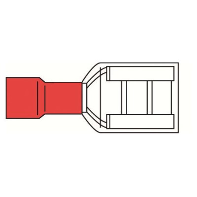 Terminale femmina corpo rosso d. 6,35 x 0,8 mm, blister 10 pezzi