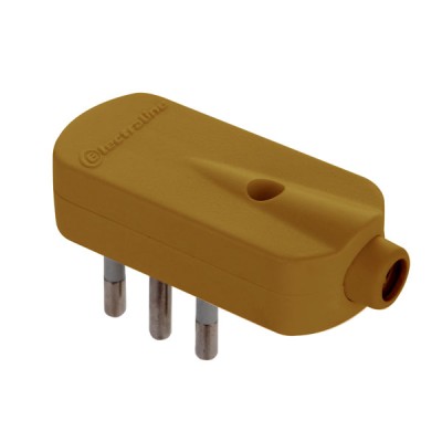 Spina 90° piatta 10A + terra colore oro