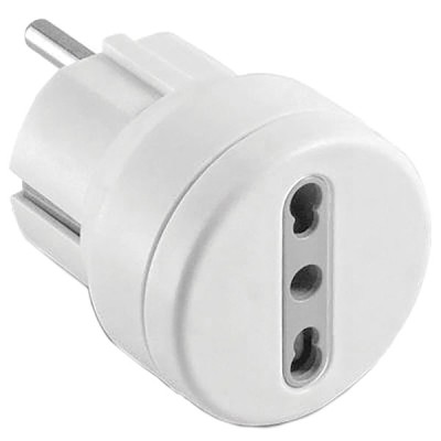 Adattatore schuko/bipasso 10/16a (spina schuko,presa bipasso) bianco
