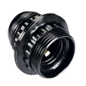 Portalampada filettato con ghiera e27,150W 4A 250V, colore nero