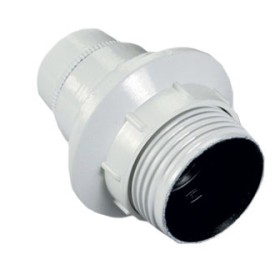 Portalampada filettato con ghiera e14,60w 2a 250v, colore bianco