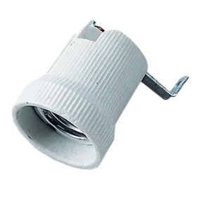 Portalampada e27 in porcellana più staffa potenza max: 150W 4A 250V