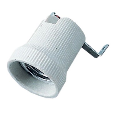 Portalampada e27 in porcellana più staffa potenza max: 150W 4A 250V