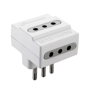 Adattatore triplo spina 10A, prese 10A, colore bianco