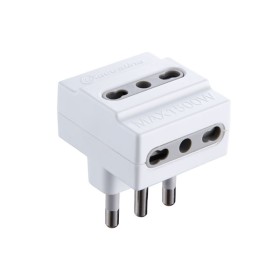 Adattatore triplo spina 16A, prese bipasso 10/16A, colore bianco