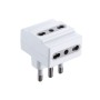 Adattatore triplo spina 16A, prese bipasso 10/16A, colore bianco