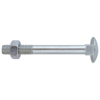 Bullone TTDQ testa tonda con dado M10 L.50mm.zincato bianco conf.100pz