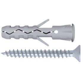 Tassello in nylon con bordo e alette mm.10,0x50 con vite zinc. bl.4pz.