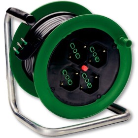 Avvolgicavo con 4 prese bipasso/schuko disgiuntore cavo 3x1,5mmq mt.15