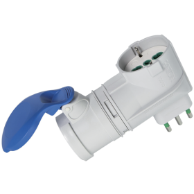 Adattatore industriale duplex prese 1 bipasso 1 CEE 6H IP44-spina 16A