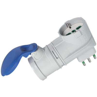 Adattatore industriale duplex prese 1 bipasso 1 CEE 6H IP44-spina 16A