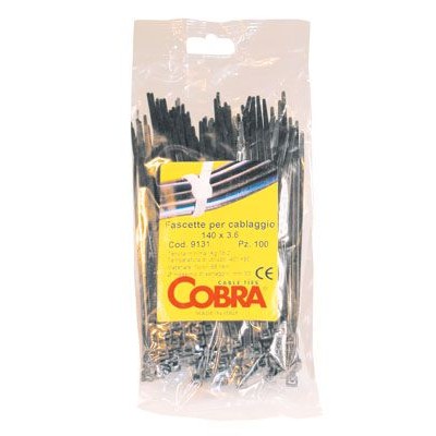 Fascette in nylon nero mm.200x2,5 in busta da 100pz.