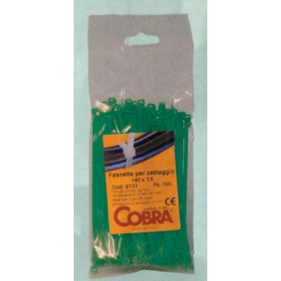 Fascette in nylon stabiliz. UV resistant verde mm.250x7,6 busta 100pz.