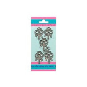 Gancio fiocco per quadri, confezione: 5 pezzi blister, colore bronzo
