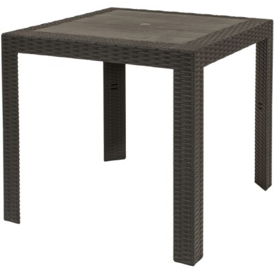 Tavolo in resina saturno quadrato mis.80x80 espresso stampato rattan.
