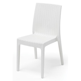 Sedia Selene in resina schienale alto color bianco, stampato rattan