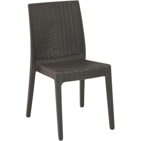 Sedia Selene in resina schienale alto color espresso, stampato rattan