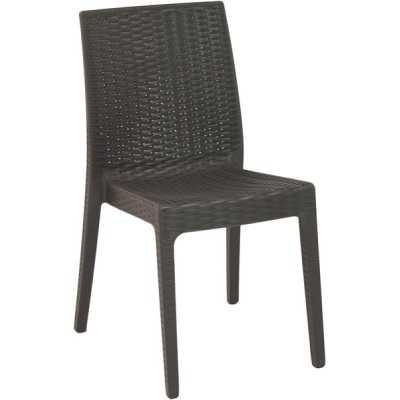 Sedia Selene in resina schienale alto color espresso, stampato rattan