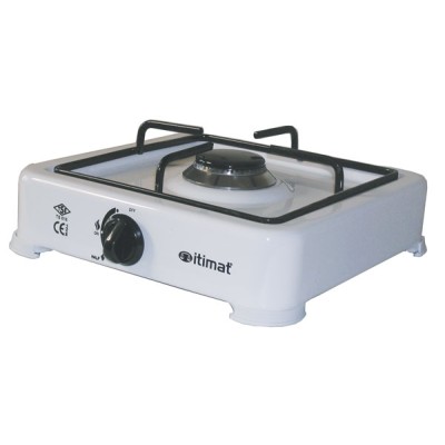 Fornello a gas 1 fuoco bianco con griglia in acciaio