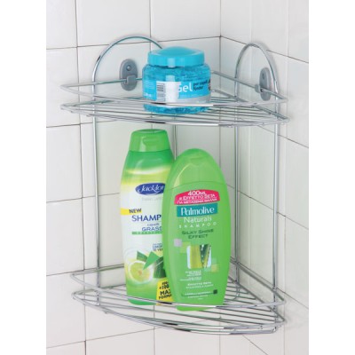 Mensola angolare 2 rip23x23x36h in acciaio cromato kit fissaggio paret