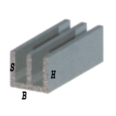 Profilo Canalina doppia U in alluminio anodizzato h.2mt. mis.20x18x1mm