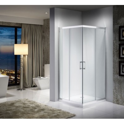 Box doccia in vetro trasparente-clear ad angolo Cm. 78 x 98