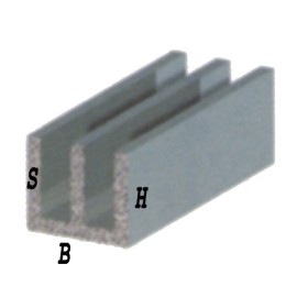 Profilo Canalina doppia U in alluminio cromato h.2mt. mis.20x18x1mm