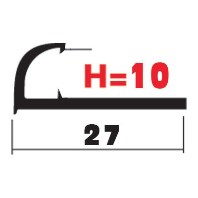 Profilo Rondalu in alluminio dim.10x27mm finitura argento brillante