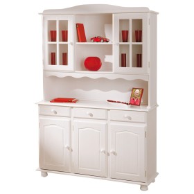 KIT CREDENZA 3ANTE+3CASSETTI+2 VETRINE MASS. BIANCO