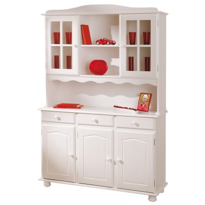 KIT CREDENZA 3ANTE+3CASSETTI+2 VETRINE MASS. BIANCO