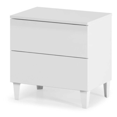 Comodino Loft 2 cassetti bianco lucido 50x34x49h