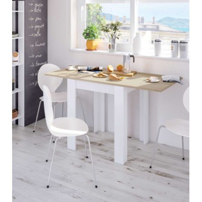 Tavolo apertura a libro 67x67/67x135-h79 rovere canadian/bianco artik