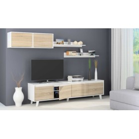 Mobile Soggiorno Avant 200x41x50h (base) bianco lucido/rovere canadian