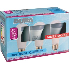 LED GOCCIA 9W E27 831 LM 6400K FREDDA 3 PZ