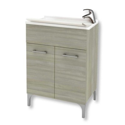 Mobile lavatoio cm.60x50x83H rovere grigio