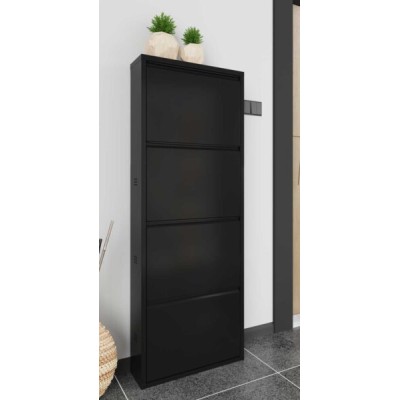 Scarpiera metallo verniciato 4 ante nero opaco
