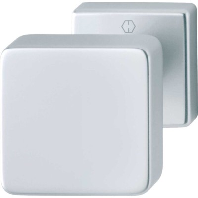 Pomolo in alluminio con rosetta per porte d'ingresso fin.Argento