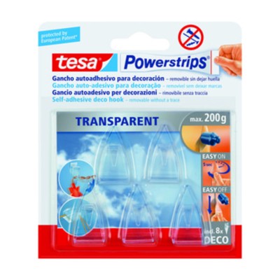 GANCIO ADESIVO TESA POWERSTRIPS TRASPARENTE 5 PZ