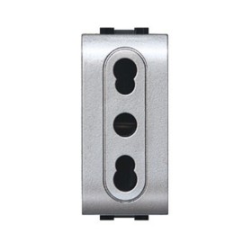 LIFE 4045 TEC PRESA BIPASSO 10/16A ARGENTO SATINAT