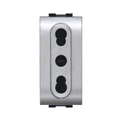 LIFE 4045 TEC PRESA BIPASSO 10/16A ARGENTO SATINAT