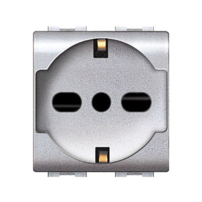LIFE 4050 TEC PRESA SCHUKO BIPASSO ARGENTO SATIN
