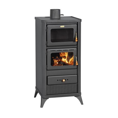 STUFA LEGNA C/FORNO 12 KW FIME NERO OPACO