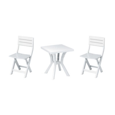 SET DUETTO RESINATAVOLO + 2 SEDIE BIANCO