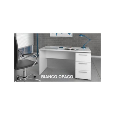 KIT SCRIVANIA STYLUS C/CASSETTIERA 138X60X74 B.CO LAC.