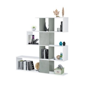 KIT LIBRERIA ZIG ZAG 145X28X145 BIANCO CEMENTO