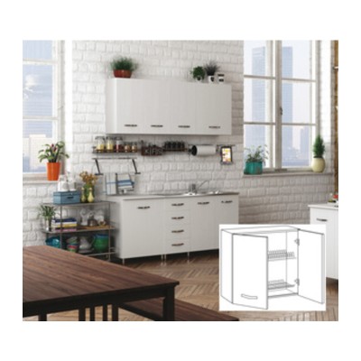 KIT CUCINA PENSILE 2 ANTE SCOLAPIATTI 80X32XH72 CM BIANCO