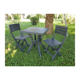 SET DUETTO RESINATAVOLO + 2 SEDIE ANTRACITE